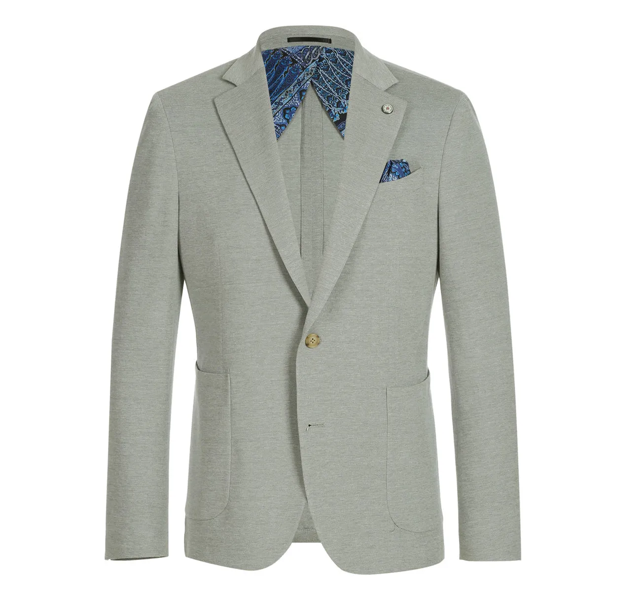 Pellagio Light Gray Slim Fit Half Canvas Solid Blazer PS22-3