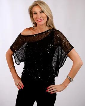 Rahma Top - Black Twirly Sequins