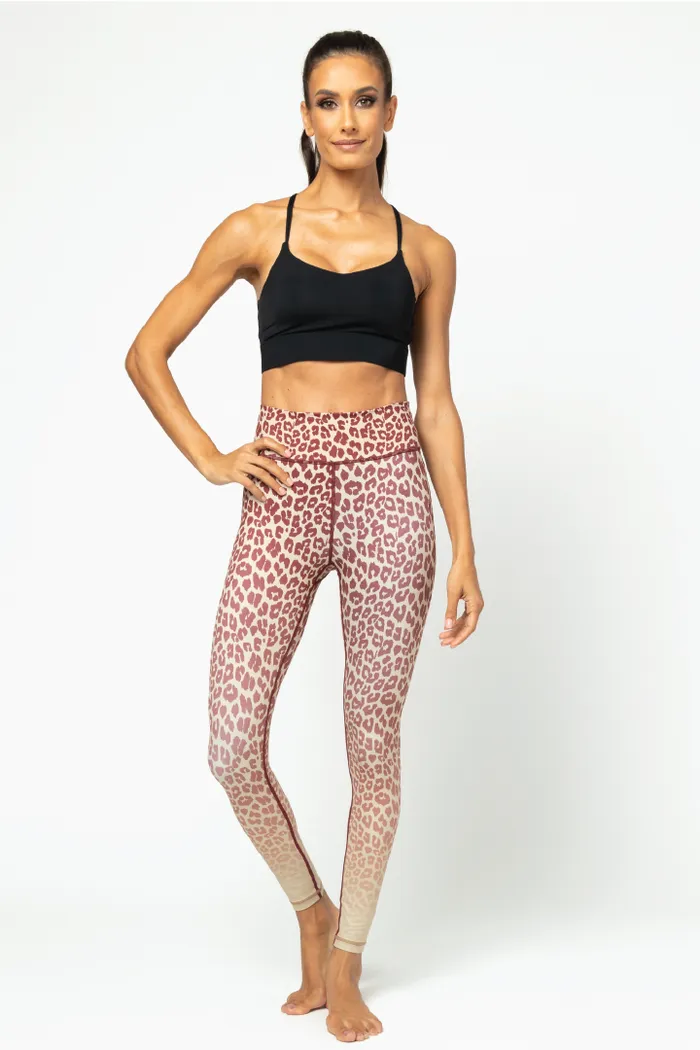 Rockell 7/8 Legging - Bordeaux Sand Leopard Ombre