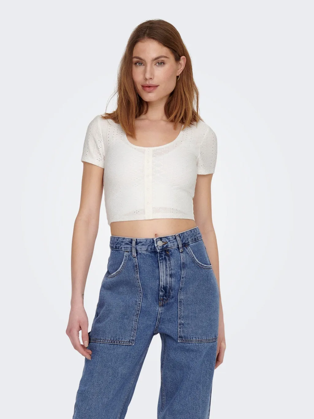 Sandra Placket Eyelet Top