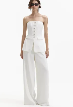 Self-portrait - Bandeau Crepe Jumpsuit - White