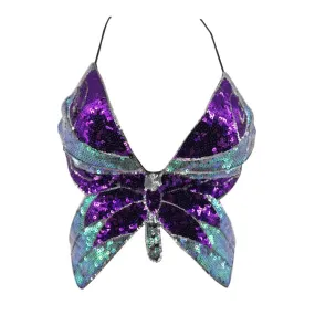 Sequin Butterfly Top in Purple