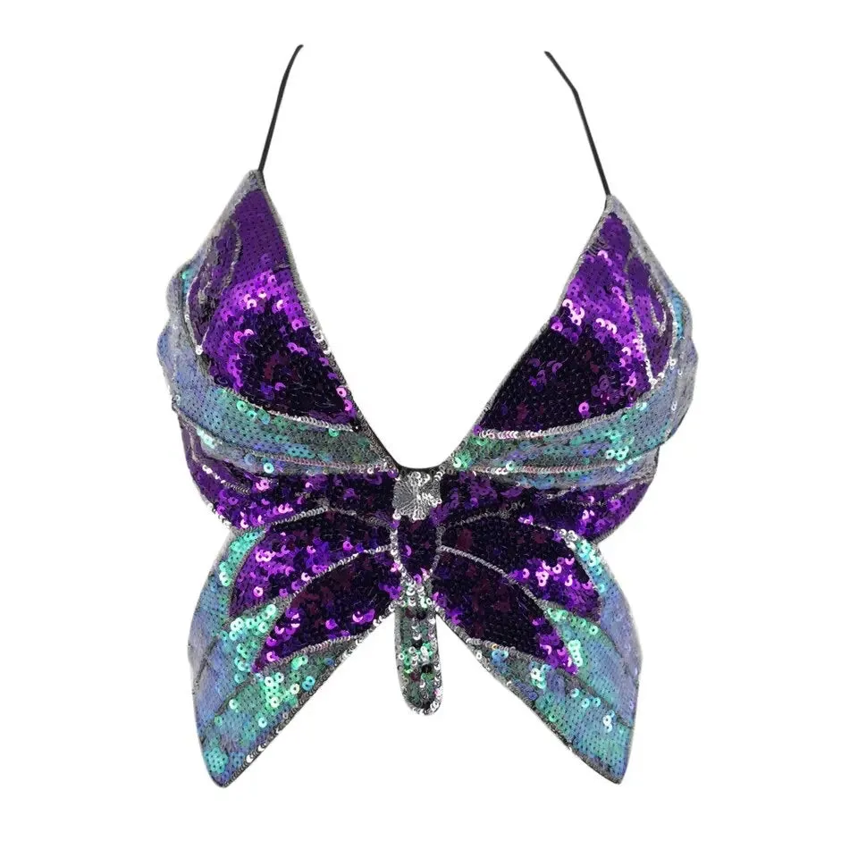 Sequin Butterfly Top in Purple