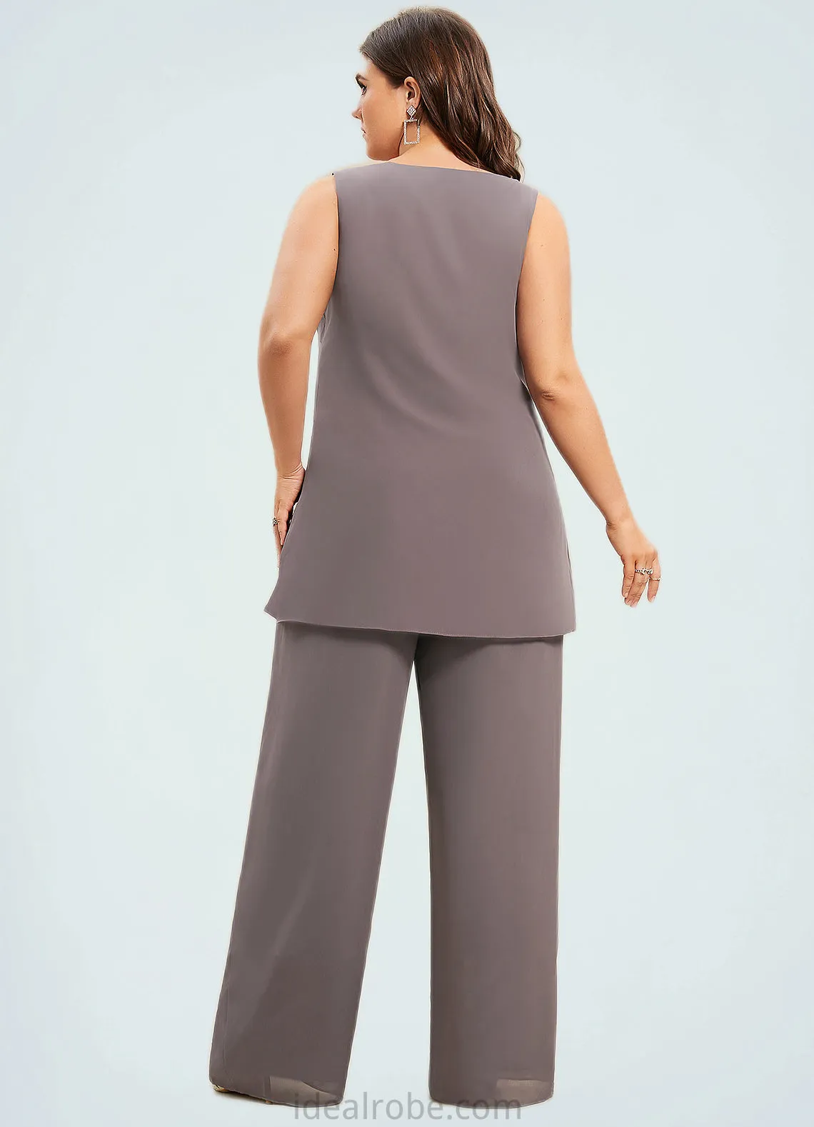 Sibyl Jumpsuit/Pantsuit Scoop Neck Floor-Length Chiffon Mother of the Bride Dress STK126P0014629