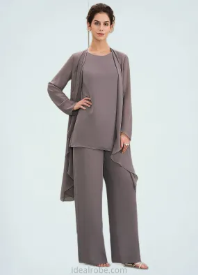 Sibyl Jumpsuit/Pantsuit Scoop Neck Floor-Length Chiffon Mother of the Bride Dress STK126P0014629