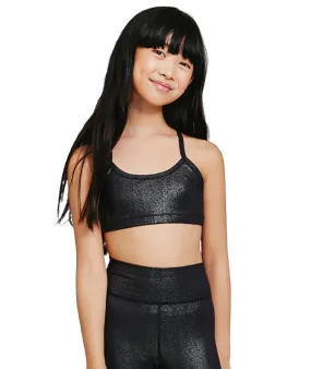 Terez Girls TLC Onyx Sparkle Y-Back Foil Bra Top