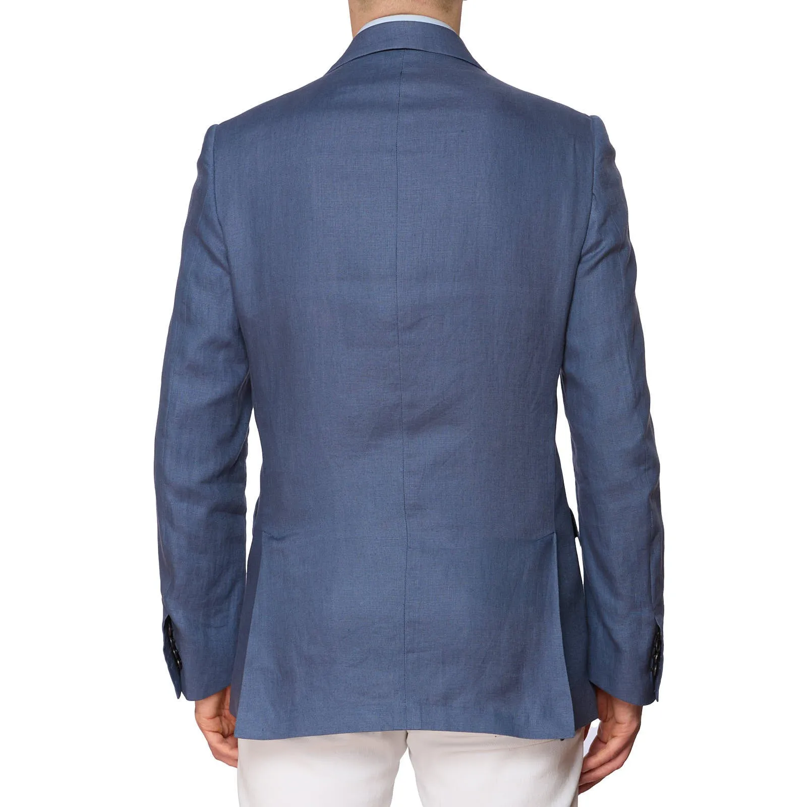 VANNUCCI Milano Blue Linen Half Lined Jacket Blazer EU 50 NEW US 40