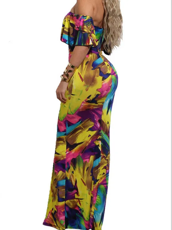 Women Off Shoulder Floral Maxi Dress