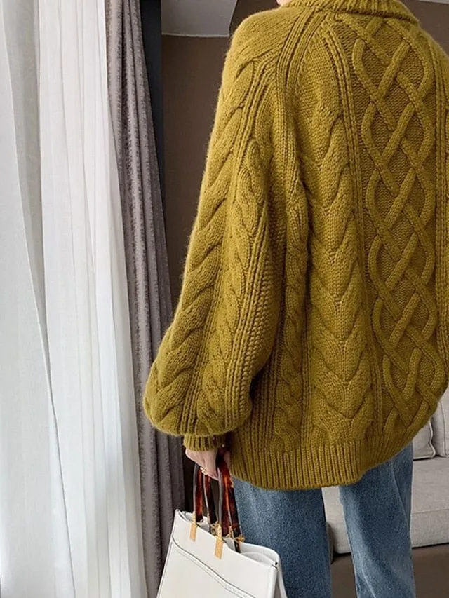 Women's Cozy Cable Knit Drop Shoulder Sweater